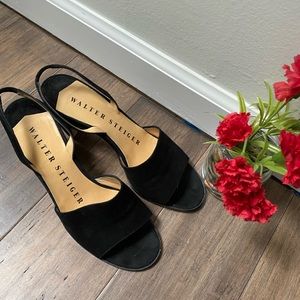 Walter Steiger Suede Slingback Peep-toe Heels